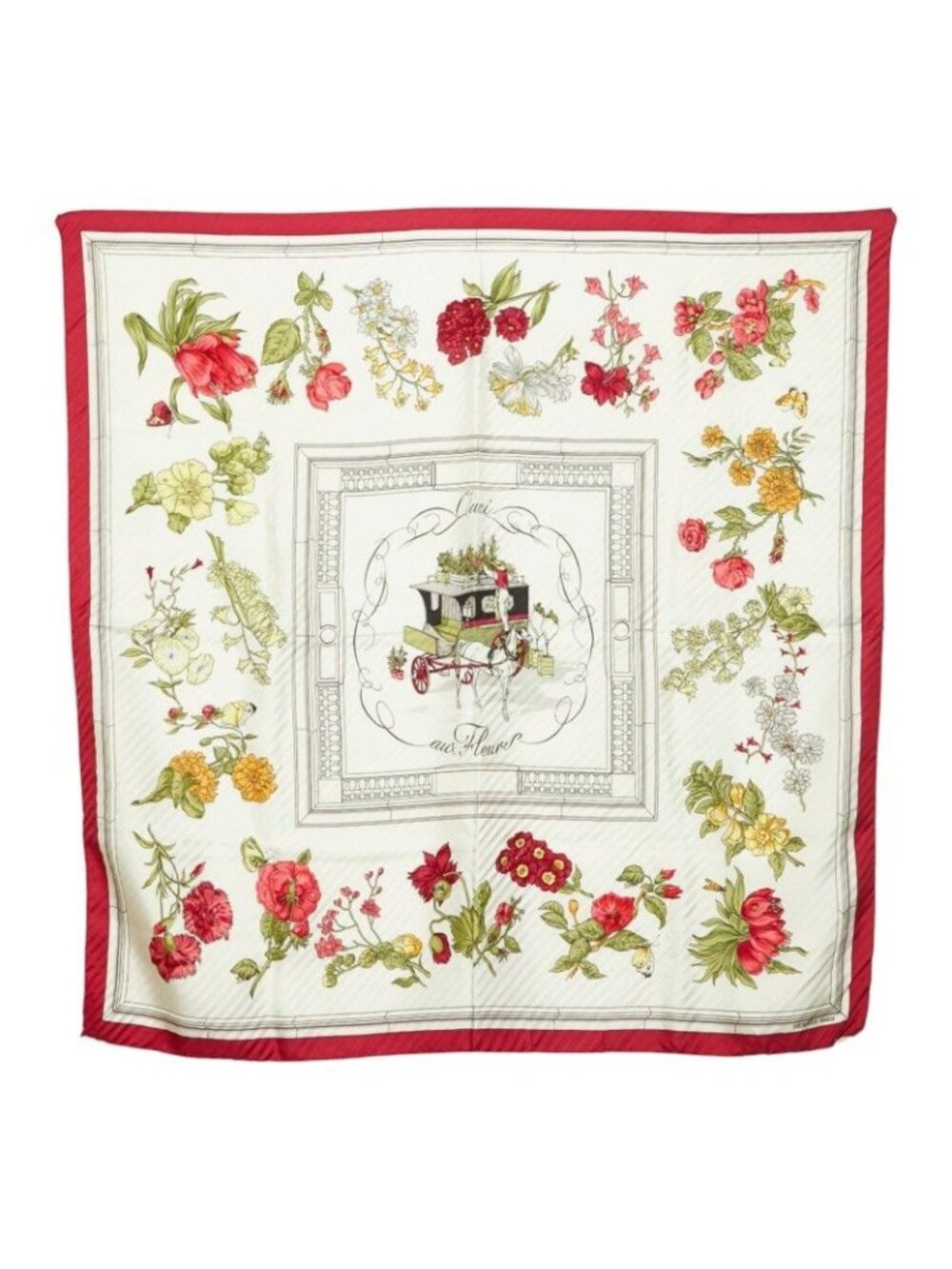 Hermes Carre 90 Quai Aux Fleurs Flower Blooming Coastal Street Scarf Large - Picture 1 of 5